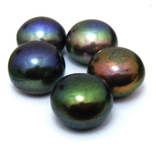 Black 12-13mm Half Drilled Button Single Pearls